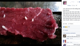 Xác định vật lạ màu trắng dính trên thịt bò