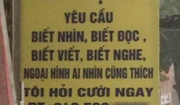 Treo biển tuyển vợ mới sau khi cãi nhau với vợ