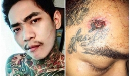 Thanh niên xăm trổ 'sống ảo' bị bắt vì đăng ảnh giả vờ tự bắn vào đầu