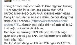 Bác thông tin vụ cô giáo làm thơ về đất nước bị điều tra, kỷ luật 