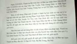 Thanh tra Bộ GD-ĐT đề nghị xem xét vụ học sinh 'tố' hiệu trưởng tham ô