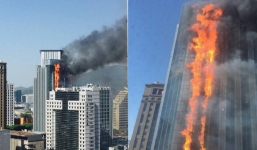 Video: Cao ốc văn phòng bốc cháy ngùn ngụt ở Trung Quốc