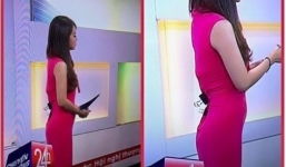 BTV Trúc Mai dùng kẹp giấy để kẹp váy khi dẫn Chuyển động 24h