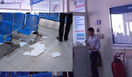 Hà Nội: Mảng trần bằng kim loại rơi trúng đầu cháu bé đang chờ khám bệnh