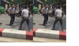 Va chạm giao thông, 2 người đàn ông lao vào ẩu đả kịch liệt
