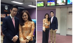 BTV Hoài Anh mặc quần bà ba, đi chân đất ở trường quay VTV