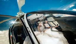 Ngắm bộ ảnh cưới đẹp khó tin chụp trên máy bay trực thăng