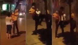 Video: Chồng đánh đập, bắt vợ quỳ giữa đường mặc con nhỏ la hét