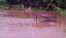 Đưa tay vớt vịt đang trôi theo dòng nước, ông lão bị nước cuốn trôi