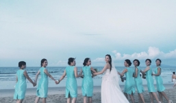 Ảnh cưới đẹp như mơ trên bãi biển của 'Cô gái thời tiết' Mai Ngọc