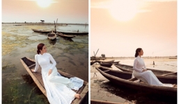  Hoa hậu Thu Hoài diện áo dài trắng đẹp dịu dàng, mỏng manh