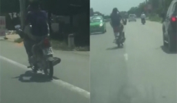 Video: Nam thanh niên 2 tay ôm đầu, lái xe bằng chân gây bức xúc