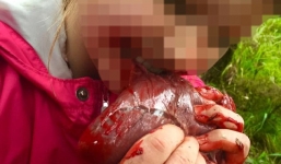 Bố đăng ảnh con gái 8 tuổi bắn chết và ăn sống tim nai gây phẫn nộ