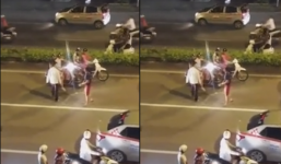 Va chạm giao thông, thanh niên chạy xe SH lao vào đánh tài xế taxi