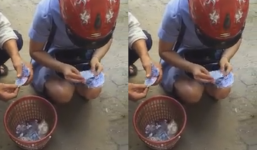 Cô gái ngồi khóc, bới sọt rác tìm vé gửi xe sau khi bị mất xe