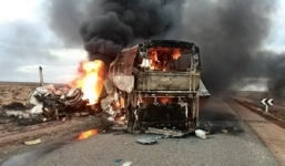 Xe khách đâm xe bồn, ít nhất 36 người chết