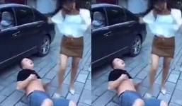 Nam thanh niên ăn vạ trơ trẽn gặp ngay kiều nữ 'cao tay'