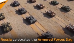 Video: Dàn 'siêu tăng' T-14 Armata đồng loạt khai hỏa thị uy sức mạnh