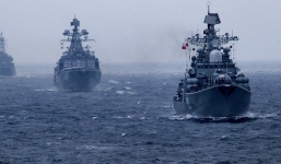 Tàu chiến Nga – Trung rầm rộ tập trận chống ngầm tại Biển Đông