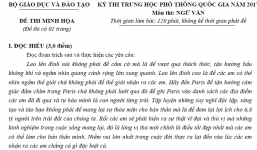 Bộ GD-ĐT công bố đề thi minh họa môn Văn thi THPT quốc gia 2017