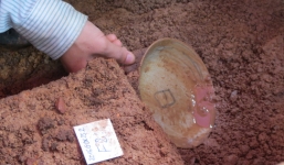 Phát hiện đĩa sứ ghi chữ Hán tại khu vực nghi mộ vua Quang Trung