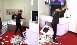 Thanh niên đập nát tiệm điện thoại vì bị coi thường