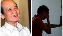 Con trai nghệ sĩ Phạm Bằng thẫn thờ, ngồi sụp trước linh cữu cha