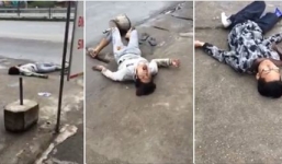 Trời rét, 2 thanh niên có biểu hiện phê thuốc vẫn 'bơi' giữa đường