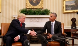 Tổng thống Mỹ Obama và ông Donald Trump hội đàm kín tại Nhà Trắng