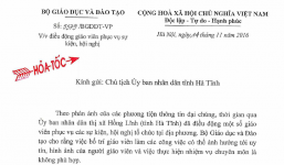 Vụ GV bị 'ép' đi tiếp khách: Bộ trưởng Nhạ yêu cầu Chủ tịch Hà Tĩnh làm rõ