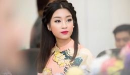 Hoa hậu Mỹ Linh đẹp không tỳ vết khi đi chấm thi nhan sắc