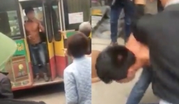 Tài xế và phụ xe bus bị cả làng chặn đánh 