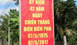 Băng rôn ghi chiến thắng Điện Biên Phủ nhầm 1954 thành 1975