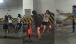 8 thiếu nữ hỗn chiến, bảo vệ phải dùng bình xịt cứu hỏa để giải tán