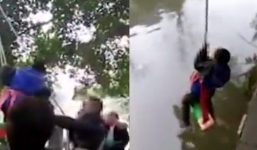 Video: Bố treo con lơ lửng trên sông để ép học toán gây phẫn nộ