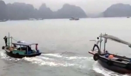 Tàu ngư dân trên Vịnh Hạ Long rượt đuổi nhau như phim hành động