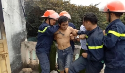 Thanh niên ngáo đá phóng hỏa đốt nhà, đòi tự tử