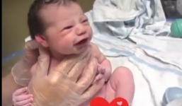 Video: Em bé toét miệng cười với bố khi vừa chào đời