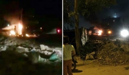 Tài xế suýt chết cháy trong xe tải vì người dân đốt rác bên ngoài