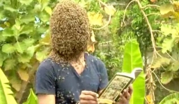 Chàng trai để 60.000 con ong bâu kín mặt 'cho dễ chịu'