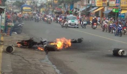 7 bình gas phát nổ trên đường, nhiều người hoảng loạn bỏ chạy