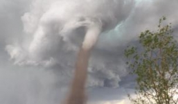 Người đàn ông Canada thản nhiên cắt cỏ khi vòi rồng xuất hiện