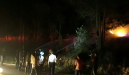 2000 người trắng đêm dập lửa cứu rừng phòng hộ ở Sóc Sơn