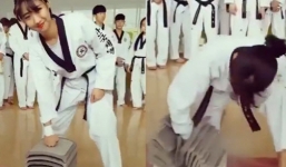 Mỹ nữ liễu yếu đào tơ đấm một phát vỡ tan chồng gạch 