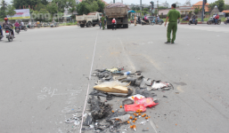 Xe máy bị xe ben cán nát vụn, người đàn ông thoát chết hy hữu