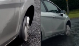 Nữ tài xế vô tư lái ô tô không lốp trên xa lộ suốt 26km