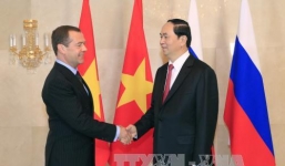 Chủ tịch nước Trần Đại Quang hội kiến Thủ tướng Nga Dmitry Medvedev