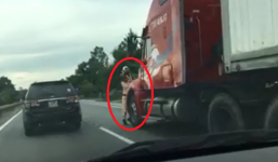 Clip container cố tình 'giết' CSGT trên đường quốc lộ gây bức xúc