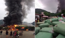 Cháy dữ dội tại chợ cửa khẩu Tân Thanh, Lạng Sơn