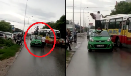 Nữ nhân nghi 'ngáo đá' nhảy múa nóc taxi bị tài xế đánh cho sấp mặt